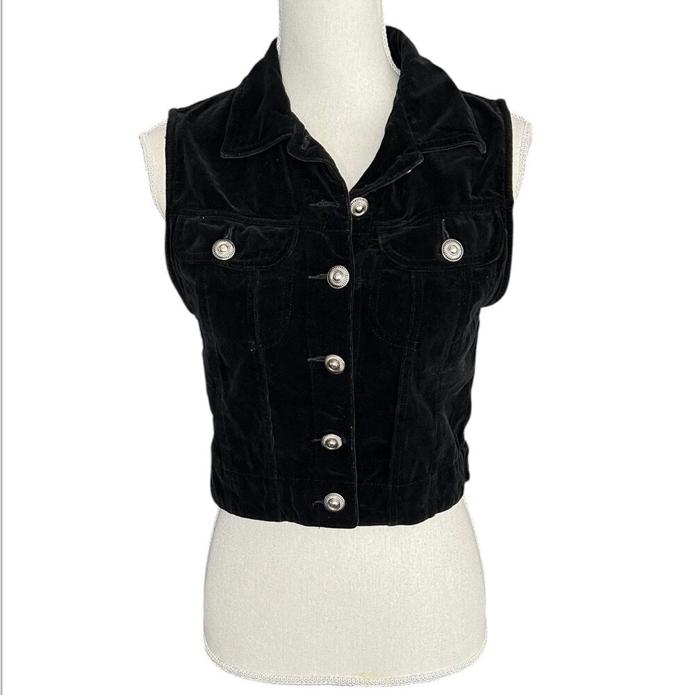 Sunbelt black velvet vest retro vintage cotton Whimsygoth witchy